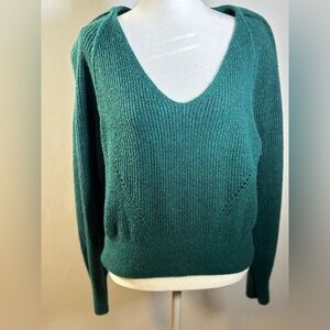 White House Black Market Green V-Neck Women's Sweater Size Large